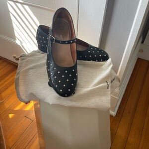 Bared Footwear Sz 9.5/10 Black Studded MaryJane Flats